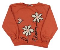 Červená oversize mikina s květy C&A