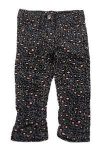Šedo-černo-růžové vzorované manšestrové kalhoty Lupilu