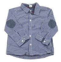 Tmavomodro-bílá kostkovaná košile s náloketníky H&M