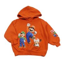 Červená mikina s Máriem a kapucí H&M