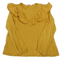 Hořčicové triko s volánkem H&M