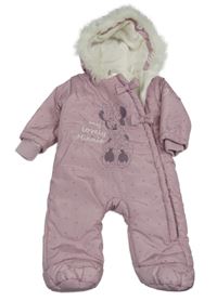 Růžová šusťáková zimní kombinéza s Minnií a kapucí Disney