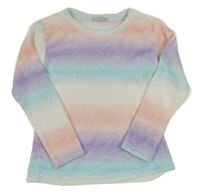 Barevná pruhovaná chlupatá mikina 