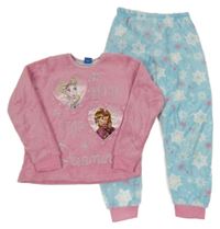 Růžovo-světlemodré chlupaté pyžamo s Frozen Disney
