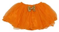 Oranžová tylová sukně s mašlí 