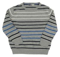 Šedo-modro-černý pruhovaný svetr Alive 