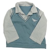 Světlemodrá tepláková vesta se všitou košilí Shein