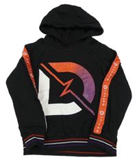 Černá mikina s potiskem a kapucí Pepco