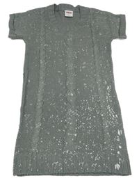 Šedé třpytivé vzorované svetrové šaty Yigga 