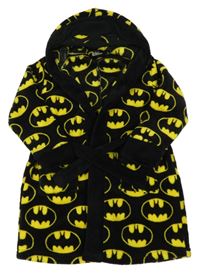 Černo-žlutý chlupatý župan s Batmanem a kapucí