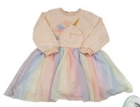 Broskvové šaty s jednorožcem a tylovou sukní Shein