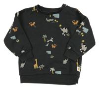 Tmavošedá mikina se zvířátky Next