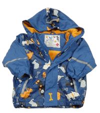 Tmavomodrá nepromokavá jarní bunda s pejsky a kapucí Lupilu