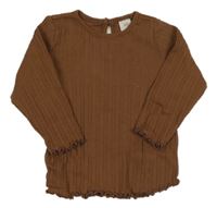 Hnědé žebrované triko H&M