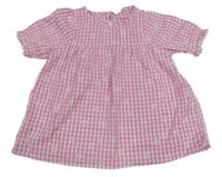 Růžovo-bílá kostičkovaná tunika s kytičkami Topolino