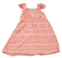 Světlerůžovo-neonově růžové vzorované šaty s volánky Matalan