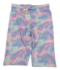 Nové - Barevné vzorované sportovní elastické kraťasy Dunnes