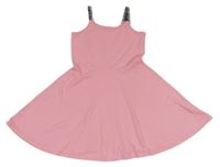 Růžové bavlněné šaty s nápisy C&A