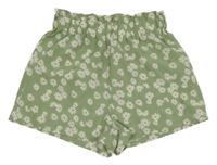 Světlezelené kytičkované sukňové kraťasy Shein 