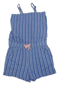Modrý proužkovaný letní overal 