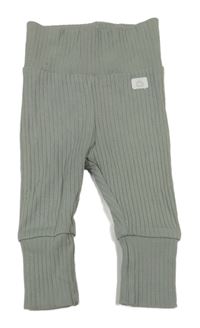 Zelenošedé žebrované tepláky H&M