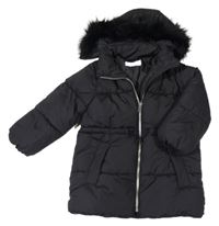 Černá šusťáková prošívaná zimní bunda s kapucí H&M