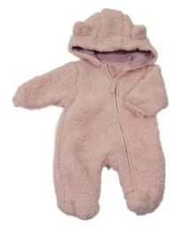 Světlerůžová huňatá kombinéza s kapucí So Cute