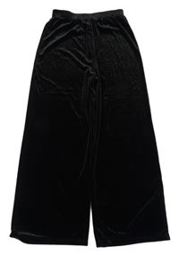 Černo-stříbrné sametové wide leg kalhoty Nutmeg