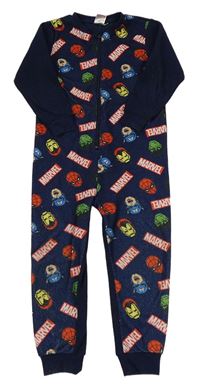Tmavomodrý fleecový overal se superhrdiny a logy MARVEL