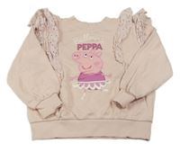 Pudrová mikina s Peppa Pig a volánky s madeirou 