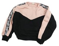 Černo-světlerůžová oversize mikina s pruhem s nápisy zn. Shein
