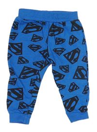 Cobaltově modré melírované tepláky se znaky - Superman 
