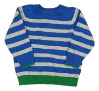 Modro-světlešedo-zelený pruhovaný melírovaný svetr Matalan