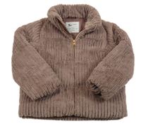 Hnědofialová žebrovaná chlupatá zimní bunda Tu