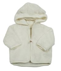 Bílá chlupatá bunda s kapucí s oušky F&F