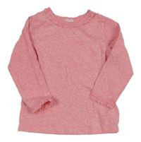 Růžové melírované triko s kanýrkem a volánky H&M