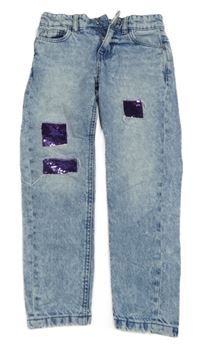 Světlemodré plísňové rifle s flitry dopodopo