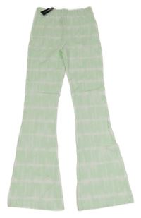 Nové - světlezeleno-bílé batikované flare legíny St. Bernard