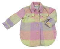 Růžovo-fialovo-citronová kostkovaná košilová bunda PRIMARK