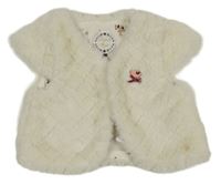 Smetanové kárované kožešinové podšité bolérko s ptáčkem SeRGeNT MaJoR 