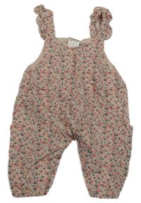 Světlerůžové cargo laclové tepláky s kytičkami a volánky PUSBLU