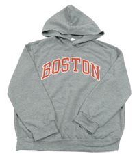 Šedá melírovaná mikina s nápisem a kapucí SHEIN