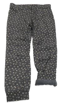 Nové - tmavošedé cuff thermo kalhoty s motýlky lupilu