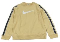 Béžová teplá mikina s logy a pruhem Nike