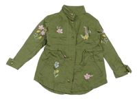 Khaki plátěná parka s kytičkami lefties