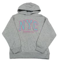 Šedá melírovaná mikina s písmenky a kapucí PRIMARK