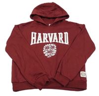 Vínová crop mikina s nápisem - Harvard a kapucí PRIMARK