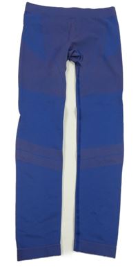 Tmavomodrofialovo-modré thermo spodní kalhoty s pruhy a vzorem crivit