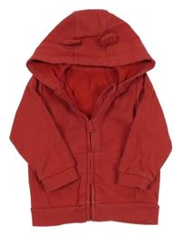 Červená propínací mikina s kapucí s oušky George