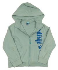 Mentolová propínací mikina s logem a kaupcí Sherpa